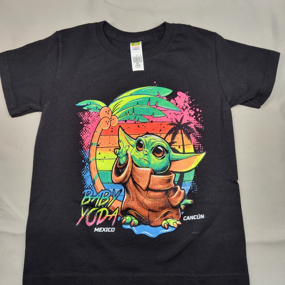 Baby Yoda Mexico Graphic Kids T-Shirt - Black